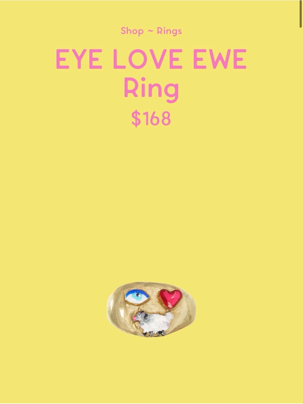 Susan Alexandra Gold Ring with Blue Eye & Red Heart